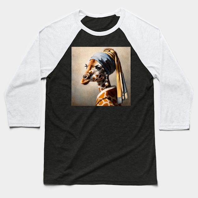 Wildlife Conservation - Pearl Earring Giraffee Meme Baseball T-Shirt by Edd Paint Something